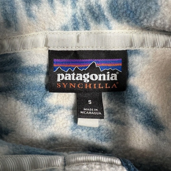 Patagonia Synchilla Snap-T Fleece Pullover Womens Small Tie Dye Wavy Blue - Picture 4 of 6